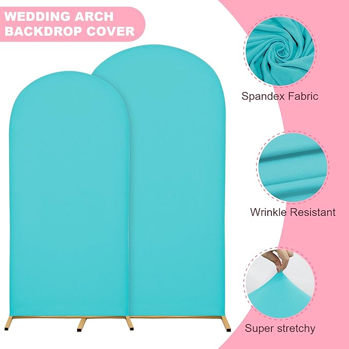 7.2FT Wedding Arch Covers Arch Backdrop Cover Arch Stand Covers Set Arch Cover Spandex Fabric Stretchy Backdrop for Wedding Birthday Party Decoration Baby Shower (Sky Blue)