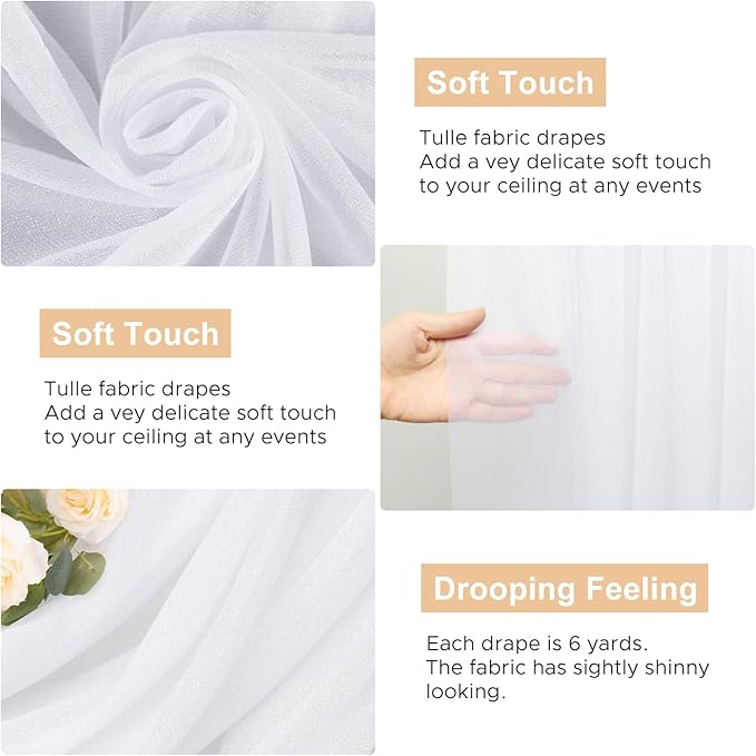Wokceer White Wedding Arch Draping Fabric Backdrop 28.7" X 20FT Sheer Drapes Fabric for Wedding Arbor Ceremony Birthday Party