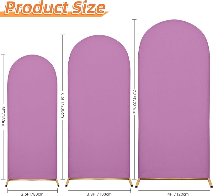 6.6FT Wedding Arch Covers Arch Backdrop Cover Arch Stand Covers Set Arch Cover Spandex Fabric Stretchy Backdrop for Wedding Birthday Party Decoration Baby Shower (Lilac)