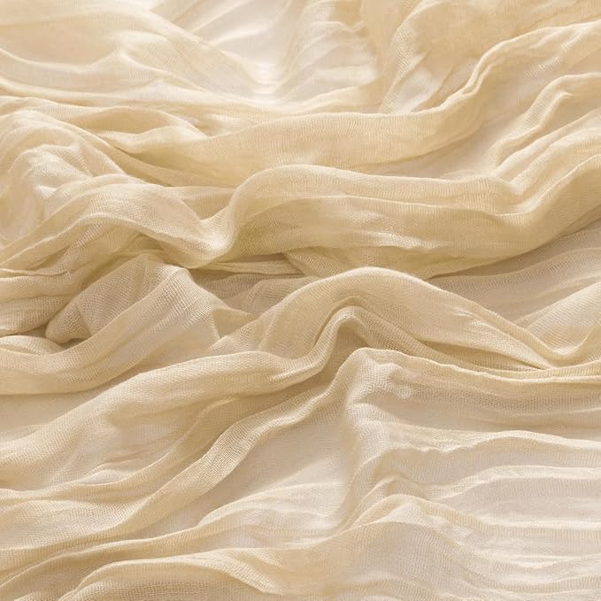 MLMW 6 Pack Champagne Gold Table Runner Cheesecloth Boho Gauze Rustic Cheese Cloth 160 inch Sheer Wedding Table Runner 13.3ft for Thanksgiving Party Baby Bridal Shower Birthday