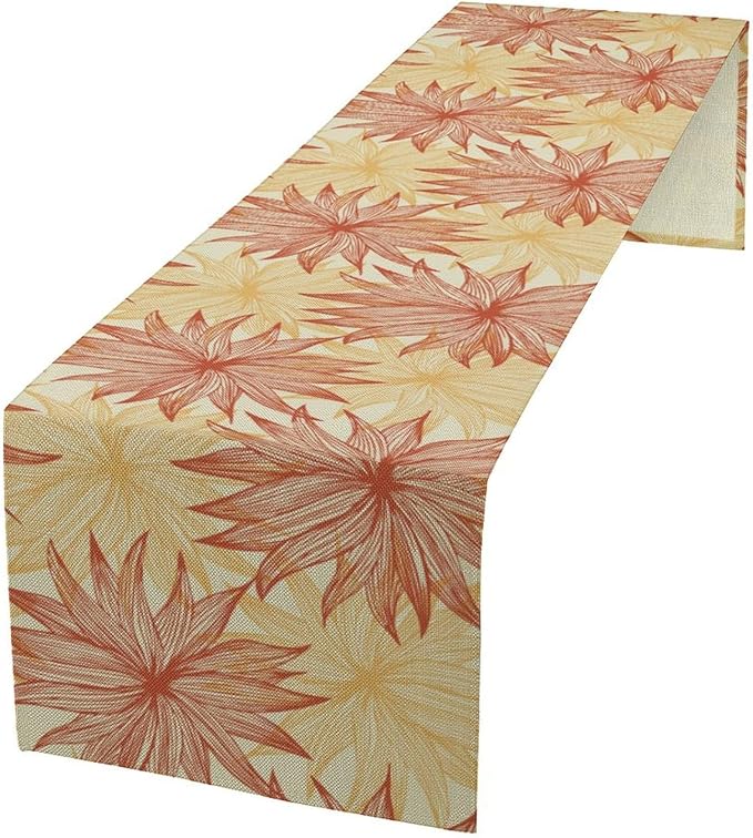 Autumn Chrysanthemum Table Runner, Vintage Modern Geometric Floral Boho Table Runner for Kitchen Dining Bedroom Living Room Table Decor for Indoor Outdoor Home Party, 13x36 Inch