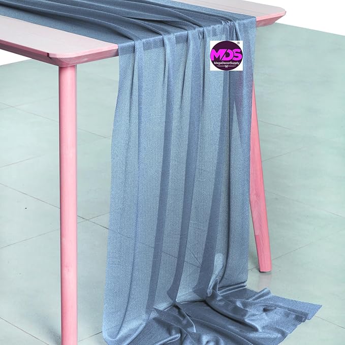 MDS Halloween Chiffon Table Runner - 15 Pack, 29 x 170 Inches, 14ft Each - Sheer Spooky Table Runners for Haunted House Parties, Trick-or-Treat Tables, Witchy Décor, Wedding & Events - Dusty Blue