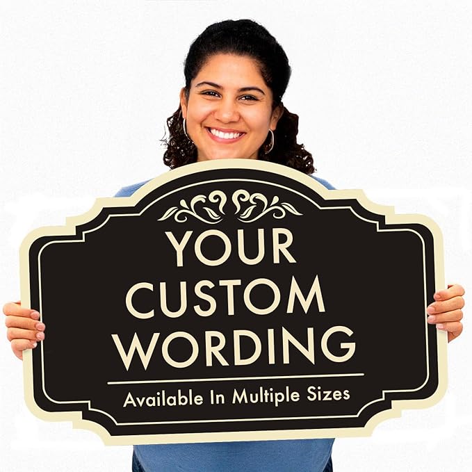 Custom Aluminum Outdoor Metal Sign, Personalized, Waterproof, Design 2 Black Charcoal 18x12 In