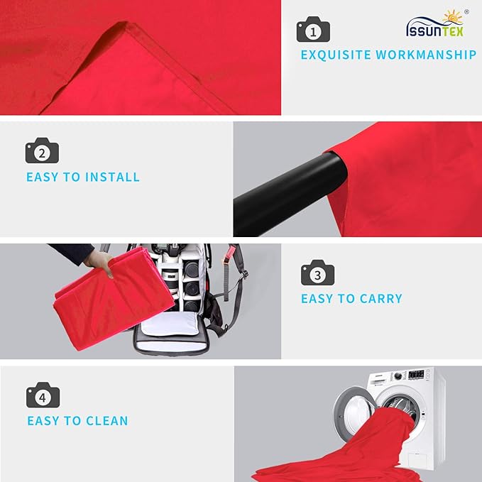ISSUNTEX 6X9 ft Background Muslin Backdrop, Photo Studio, Collapsible High Density Screen for Video Photography and Television-Red