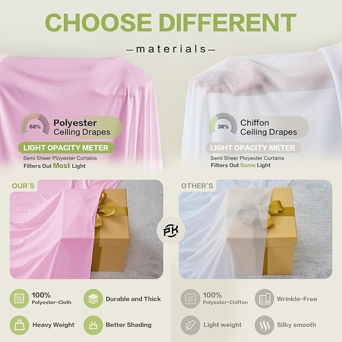 PartyVillage 10ft×15ft Baby Pink Backdrop Curtain for Wedding Parties, 2 Panels Wrinkle Free 15 FT Long Polyester Photo Backdrop Drapes Back Drop Cloth for Birthday Photography Background