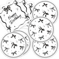 40pcs Black Bow Birthday Decorations Sophisticated Coquette Birthday Supplies,Black Bow Plates and Napkins,Suitable for 20 Guests