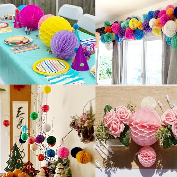 8pcs 10 inch Paper Honeycomb Balls Decorative Tissue Honeycomb Balls Paper Pom Poms Flower Balls Art Hanging Balls for Birthday Wedding Nursery Baby Shower Home Decor (10inch, Green+Dark-Green)