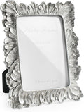 Silver 5x7 Picture Frame, Vintage Silver Palm Leaves Textured Hand-Crafted Resin with Glass Front Elegant Retro Vintage Rustic Design Photo Frame for Wall and Tabletop Display Home Decor