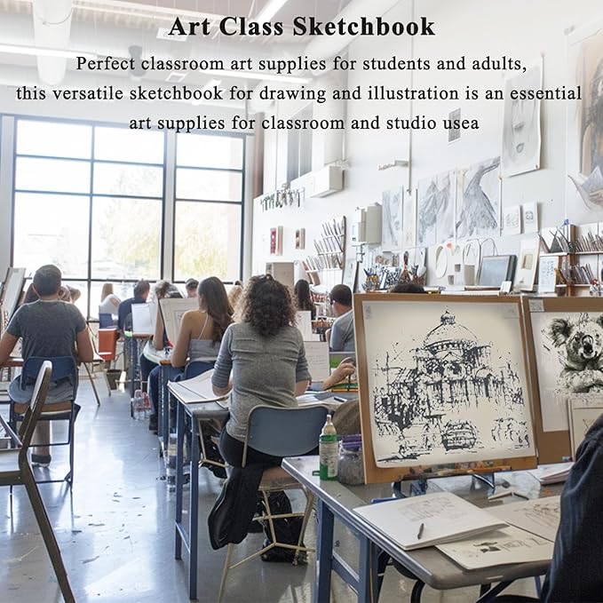 9"X12" Sketch Book Bulk, Top Spiral Bound Sketch Pad, 3 Pack 100 Sheets Each (68lb/100gsm), Acid Free Art Sketchbook Artistic Drawing Painting Writing Paper for Kids Adults Beginners Artists