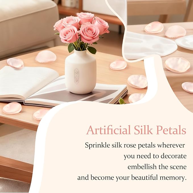 Faux Silk Flower Petals 300pcs Champagne- Versatile for Wedding Flower Girl, Aisle Decor, Centerpieces, Party Confetti, Romantic Events