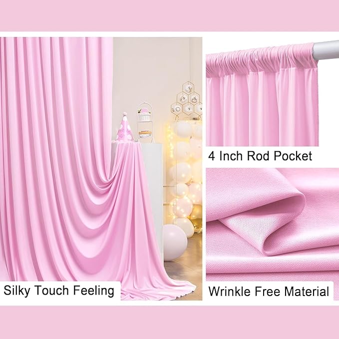 10 ft x 10 ft Pink Backdrop Curtains for Parties, Wrinkle Free Baby Pink Photography Backdrop Drapes for Wedding Grils Birthday Baby Shower Bridal Shower Party