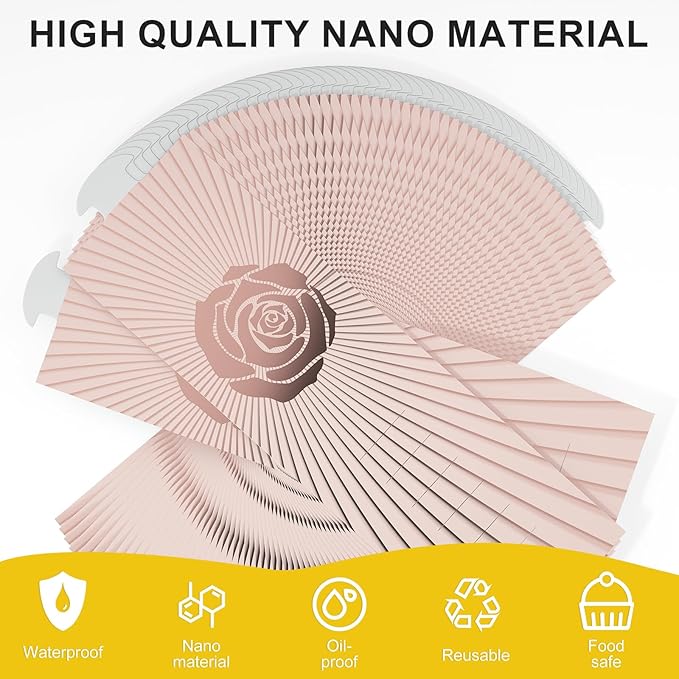 Polymer Material Reusable Napkin Band, Glue-Free Tear-Proof Water Resistant Oil-Proof Napkin Bands Set of 100(Front Rose Gold Color and Back Silver), 6 Adjustable Sizes Napkin Rings