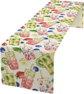 Ice Cream Table Runner, Watercolor Fruit Ice Popsicles Berry Kiwi Cold Summer Desserts Seasonal Dinner Runner for Party Holiday Home Kitchen Dining Table Decor 13"x70"
