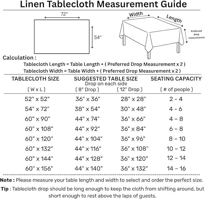 Solino Home Royal Blue Linen Tablecloth 54 x 72 Inch - 100% Pure Linen Hemstitch Table Cloth for Rectangle Tables - Classic Hemstitch, Machine Washable Tablecloth