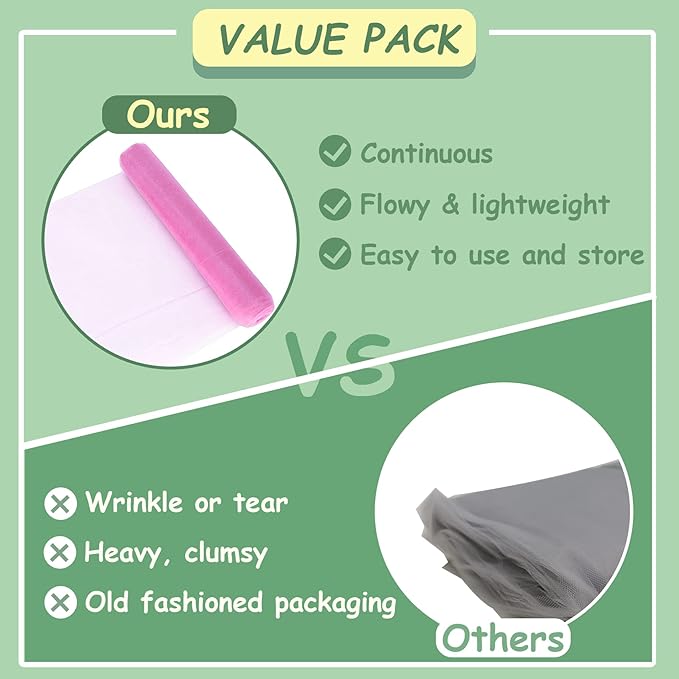 Pink Tulle Fabric Roll, 54 Inch by 10 Yards (30 ft) for Wedding Party Decoration Spool Bolt, Ceiling Decor, Tutu Skirt, Gift Wrapping, Soft & Drape (Pink)