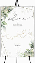 Editable Welcome Sign, Welcome Sign, Geometric Greenery Sign, Floral, Eucalyptus Wedding Sign