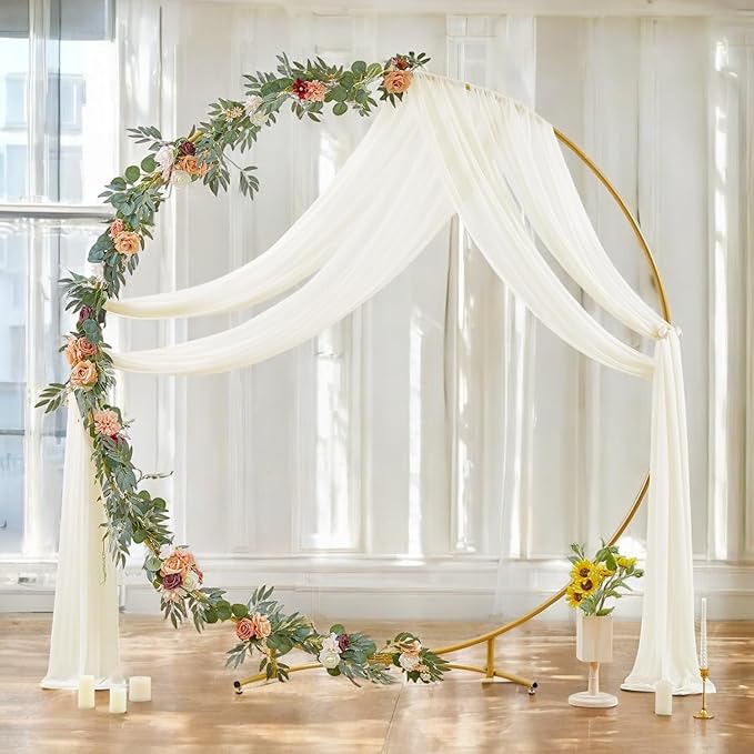 MDS Halloween Chiffon Draping Fabric - 1 Panel, 30" Wide x 50ft Long - Sheer Spooky Arbor & Canopy Drapery for Haunted House Backdrops, Party Ceilings, DIY Costumes & Themed Events - Ivory
