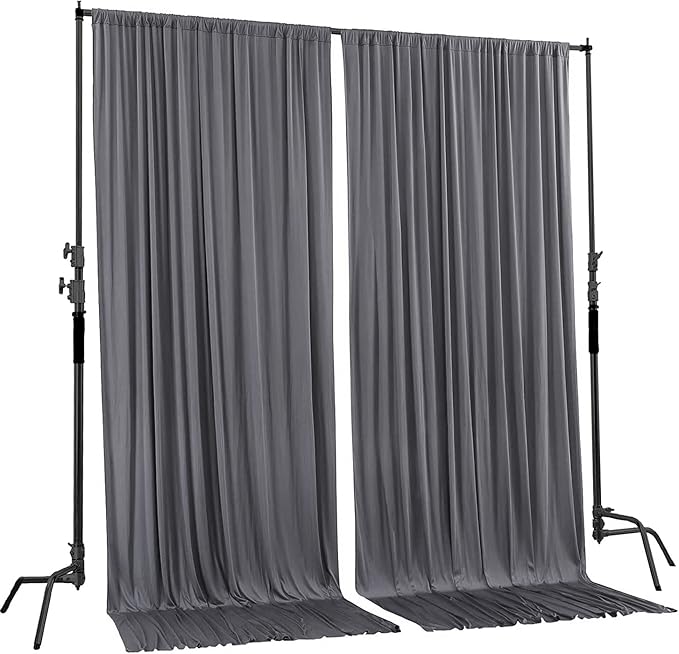 AK TRADING CO. 10 feet x 8 feet IFR Polyester Backdrop Drapes Curtains Panels with Rod Pockets - Wedding Ceremony Party Home Window Decorations - Charcoal