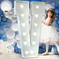 Marquee Letters 4 Feet Tall Large Light Up Letters Baby Shower Decorations Wedding Engagement Proposal White Party Decorations Marry Me Sign Big Cardboard Backdrop V
