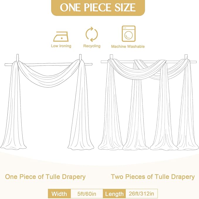 Lavender Purple Arch Draping Fabric for Wedding, 60" x 26Ft Chiffon Drapery Fabric Drapes Backdrop for Wedding Ceremony Baby Shower Bridal Shower Decoration(1 Panel)