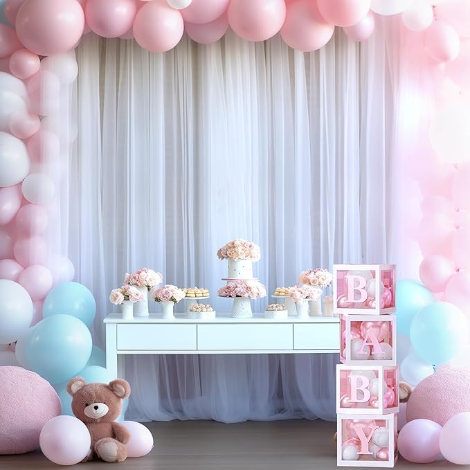 Sheer Backdrop Curtains White Tulle Backdrop Curtain for Parties Wedding White Backdrop Curtain for Birthday Party Baby Shower Photos Background Drape 30ft x 10ft(5ft x 10ft, 6 Panels)