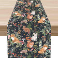 Rustic Forest Table Runner, Farmhouse Wild Woodland Animals Country Deer Fox Rabbits Watercolor Table Center Decor for Home Kitchen Dining Patio Holiday Party Outdoor Table Decorations, 13"x90" Inch