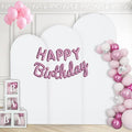 WEERRW White Arch Backdrop Cover Ballon Arch Stand Covers Set of 3 Spandex Fitted Round Top Chiara Stretchy Backdrop for Wedding Birthday Party Decoration(6FT, 6.6FT, 7.2FT)