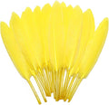 FeelfunFeather 120pcs Yellow Goose Cochettes Feather Natural Bulk 4-6 inch 10-15cm for Wedding Party Christmas Halloween Decorations DIY Crafts Goose Cochettes Feather
