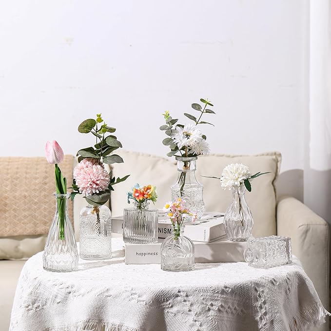Bud Vases in Bulk 50, Glass Vases for Centerpieces, Small Vases for Flowers, Small Flower Vase for Centerpieces, Mini Vintage Vase, Clear Bud Vases for Wedding Table Decor