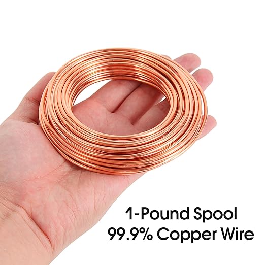 14 Gauge/1.6mm 79 Feet 1 Pound 99.9% Dead Soft Copper Wire for Electroculture Gardening, Jewelry Making, Beading, Science Projects, DIY Artwork