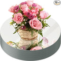 JAMBALAY Round Mirror Centerpieces for Tables, Set of 12 10" Glass Mirror Table Centerpieces, Circle Glass Mirror Trays, Mirror Candle Plates for Wedding Decorations and Party