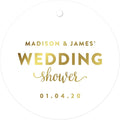 Andaz Press Personalized Round Circle Wedding Gift Tags, Metallic Gold Ink, Wedding Shower, 24-Pack, Custom Made Any Name