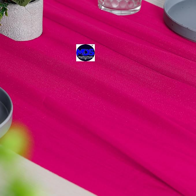 MDS Halloween Chiffon Table Runner - 20 Pack, 29 x 170 Inches, 14ft Each - Sheer Spooky Table Runners for Haunted House Parties, Trick-or-Treat Tables, Witchy Décor, Wedding & Events - Hot Pink