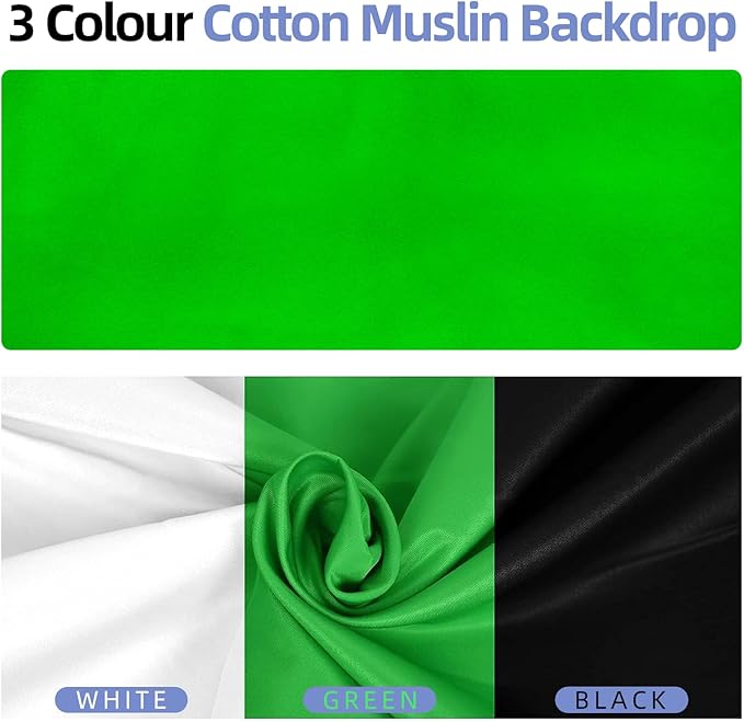 EMART Photo Video Studio Backdrop Stand Kit, 8.5x10ft Adjustable Photography Greenscreen Support System with 3 Polyester Backgrounds for Photoshoot (Black White Green)
