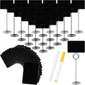 30 Pack Mini Chalkboard Signs 4"x3" Small Chalkboard Label with Metal Stand Chalk-Board Signs Tabletop with 2 Water Based Chalk for Food Buffet Party, Blackboard for Message Board Si-gns, Black