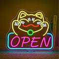 Ineonlife Lucky Cat Open Neon Sign Cute Cat Neon Signs for Wall Decor Dimmable Led Light for Used in Restaurants Ramen Shops Izakaya Sushi Restaurants Shop Decorations Business Opening Gift
