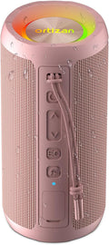 Ortizan Wireless Portable Bluetooth Speaker, IPX7 Waterproof, Dustproof and Rustproof, Powerful 24W Sound, Enhanced Bass, 30 Hour Battery, 360° Party Light, and Stereo Pairing (BT 5.3), Gifts - Pink