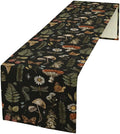 Mushroom Table Runner,Retro Forest Plant Table Runner for Kitchen Dining Table Home Party Decoration 13x36 Inch