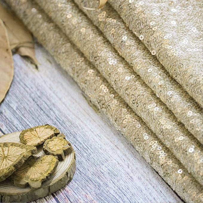 JYFLZQ Champagne Sequin Backdrop Curtains 6ft x 8ft 1 Panel Glitter Photo Booth Backdrops Sparkly Photography Background Drapes for Parties Wedding Bridal Showers