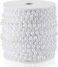 Craft String Pearls 6MM Pearl Bead, 66 Feet White Faux Pearl Garland Spool Roll Strand Wedding Party Decoration, Christmas Tree Decorations