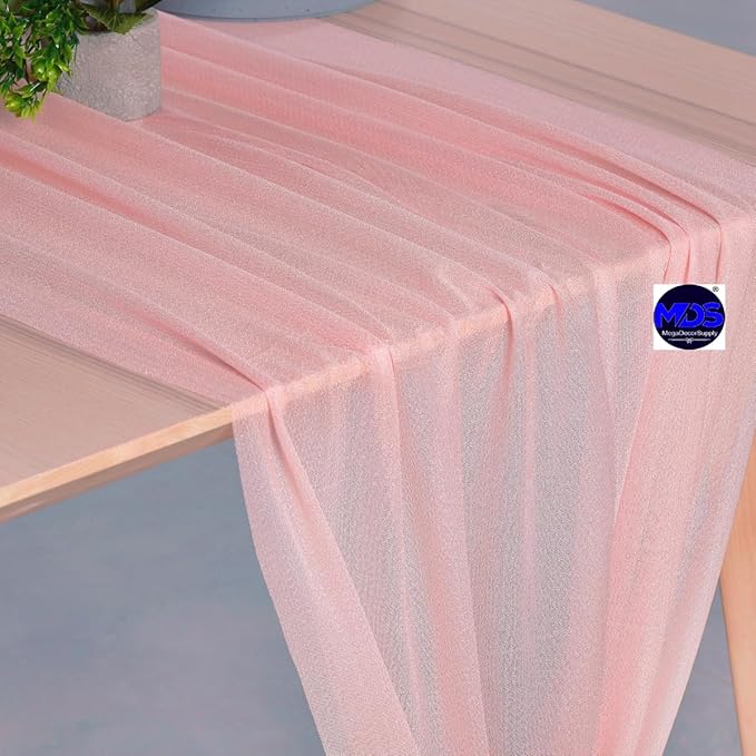 MDS Halloween Chiffon Table Runner - 12 Pack, 29 x 170 Inches, 14ft Each - Sheer Spooky Table Runners for Haunted House Parties, Trick-or-Treat Tables, Witchy Décor, Wedding & Events - Dusty Rose