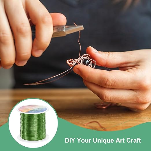 2-Rolls 0.3mm Jewelry Wire, 28 Gauge 328FT Craft Wire Copper Beading Wire for Jewelry Making/Planting/Weaving/DIY Crafting, Soft Metal Wires [100M, Green]