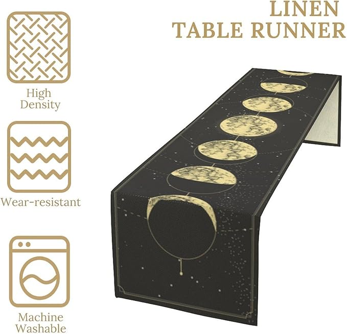 Sun Moon Table Runner, Mysterious Universe Milky Way Interstellar Space Western Traditional Elements able Runner for Party Living Room Home Kitchen Dinner Table Runner 13x60 Inch