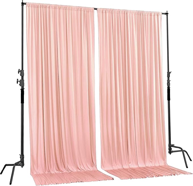 AK TRADING CO. 10 feet x 10 feet Polyester Backdrop Drapes Curtains Panels with Rod Pockets - Wedding Ceremony Party Home Window Decorations - Blush Pink (DRAPE-5x10-BLUSH) (Pack of 24)