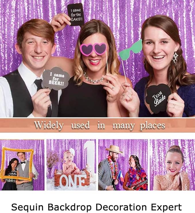 ShinyBeauty Sequin Backdrop Lavender 10x10FT Background for Photography Light Purple Wedding Backdrops 10FT Baby Birthday Photo Booth Decoration Glitter Curtain for Party Fabric Backdrop