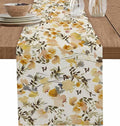 Vintage Orange Flower Cotton Linen Table Runner for Dining Kitchen, Wedding Outdoor Party Tablerunners Decoration, Farmhouse Botanical Floral Retro Dresser Scarf Coffee Tablecloth Runners 13x48 Inches