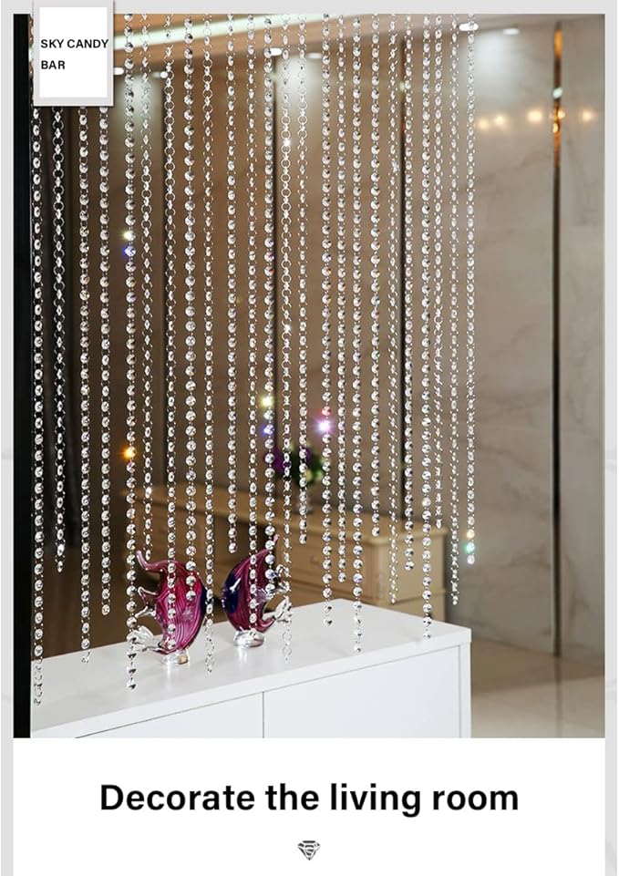 Crystal Clear Acrylic Bead Garland Chandelier Hanging Wedding Decoration 33 FT
