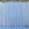 20x10ft Baby Blue Tulle Backdrop Curtains with Lights for Party Wedding Baby Shower, Sheer Wrinkle Free Backdrop Curtains for Birthday Party Photo Booth Background Decoration