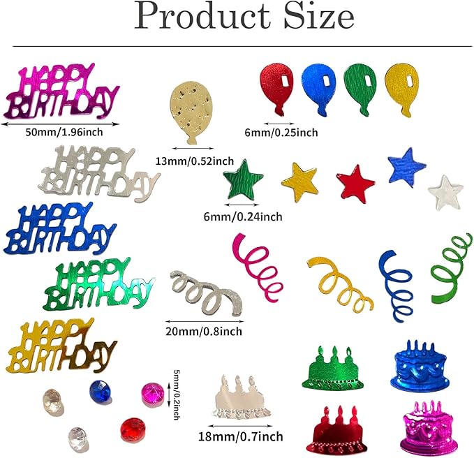 Multicolor Happy Birthday Confetti, Birthday Party Confetti Metallic Foil Sprinkles Decorations for Kids Adult Party Baby Shower Decor, DIY Arts and Crafting
