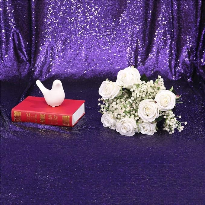 Eternal Beauty Purple Sequin Backdrop, 20x10 Ft Halloween Glitter Background Curtains for Shimmer Photography Party Wedding Birthday Back Drop Decor